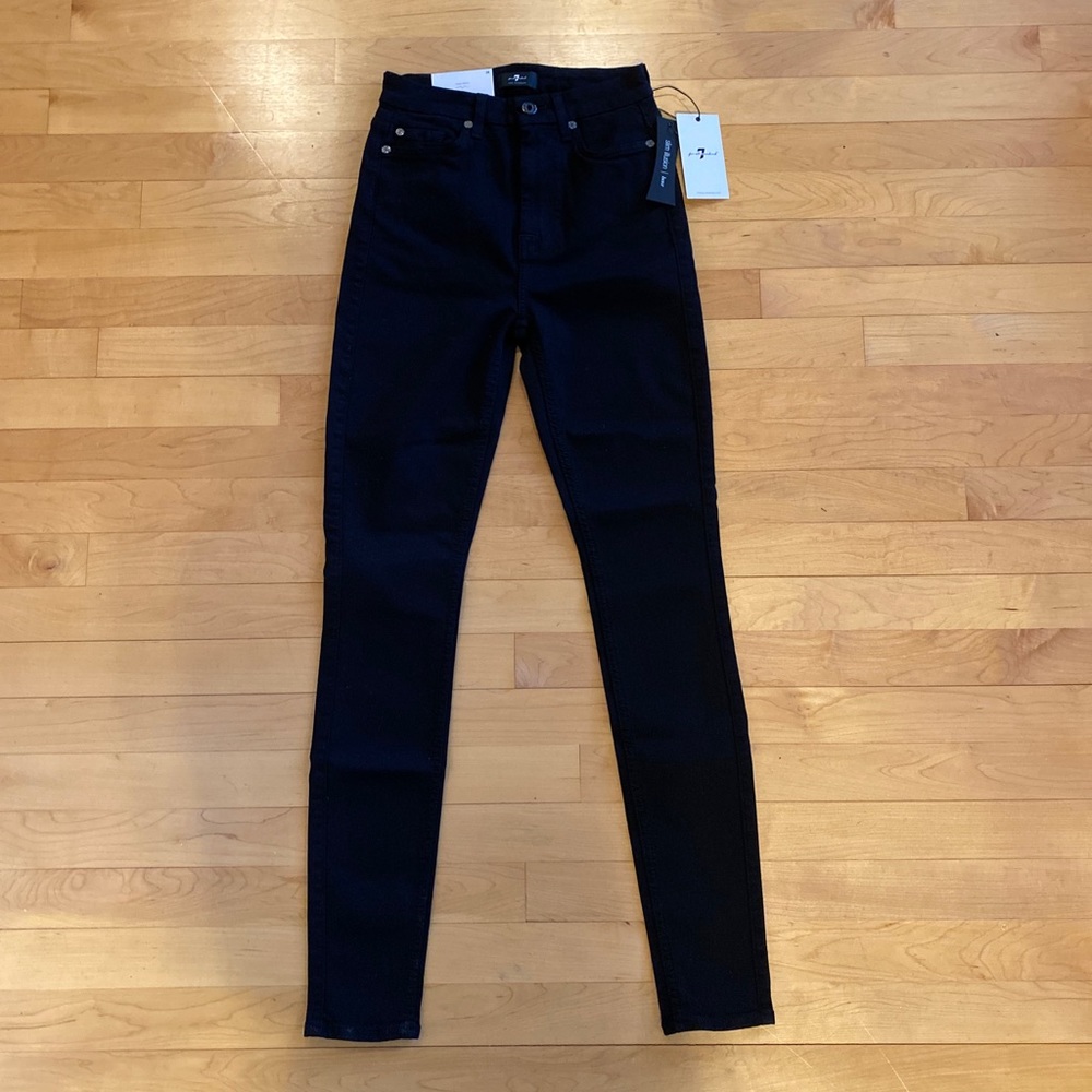 7 for All Mankind Black High-Waisted Skinny Jeans